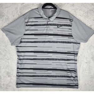 Nike Golf Dri-Fit Mens Polo‎ Shirt Size 2XL Standard Fit Gray/Blk Style 915877